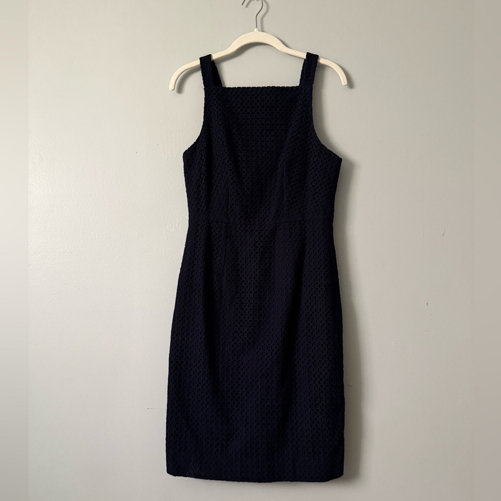 J.CREW Apron Dress in Navy Eyelet